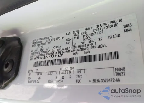 2019 Ford F-150 Xl z USA, uszkodzony, nr VIN 1FTEW1EP7KFA11822